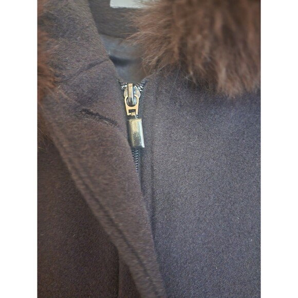 VTG Forecaster Platinum SZ 10 Brown Lambs Wool Blend Fox Fur Trim Hooded Coat - Picture 12 of 14